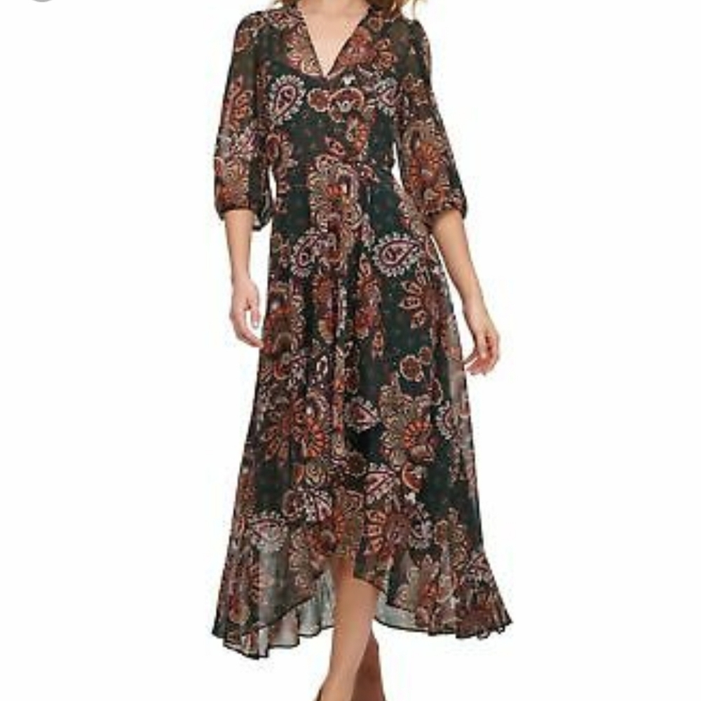 Calvin Klein Puff Sleeve Maxi Dress